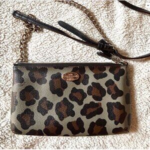 Coach Leather Ocelot Leopard Quinn Crossbody Bag F35878